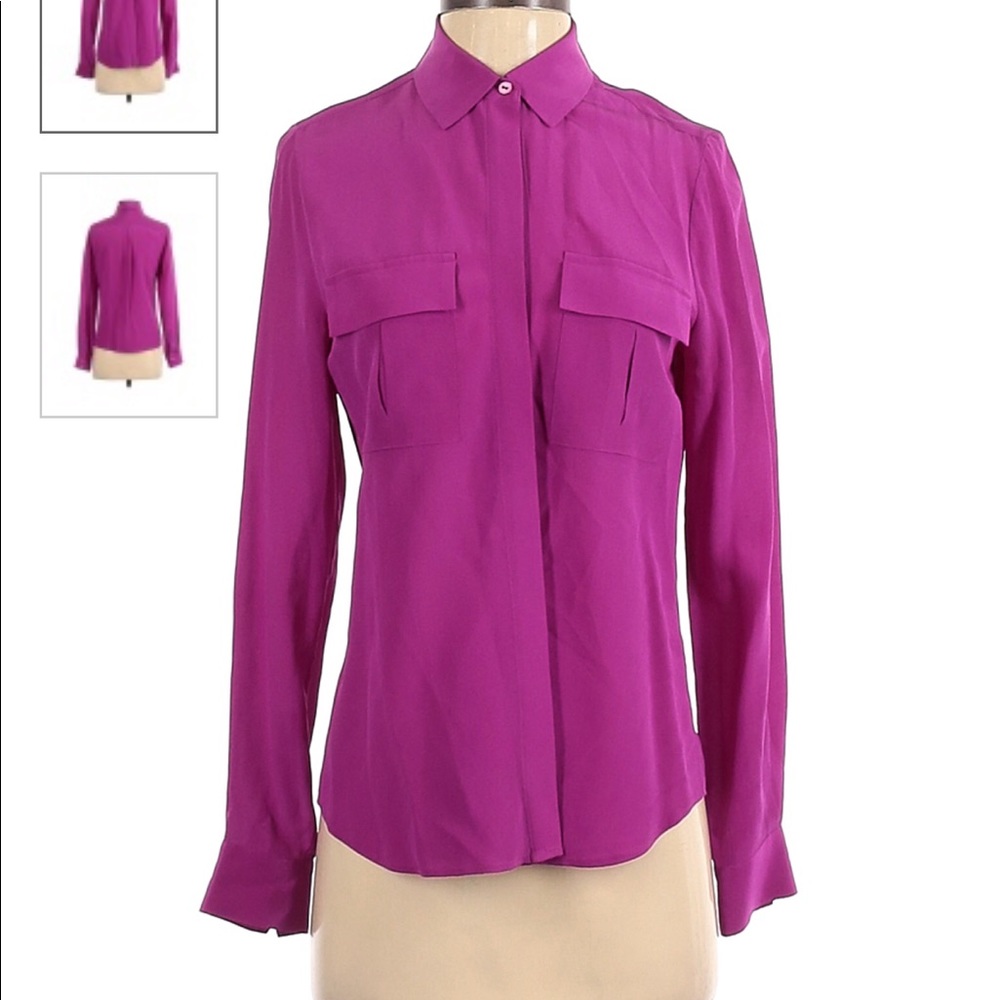 Joe Fresh purple long sleeve button up blouse